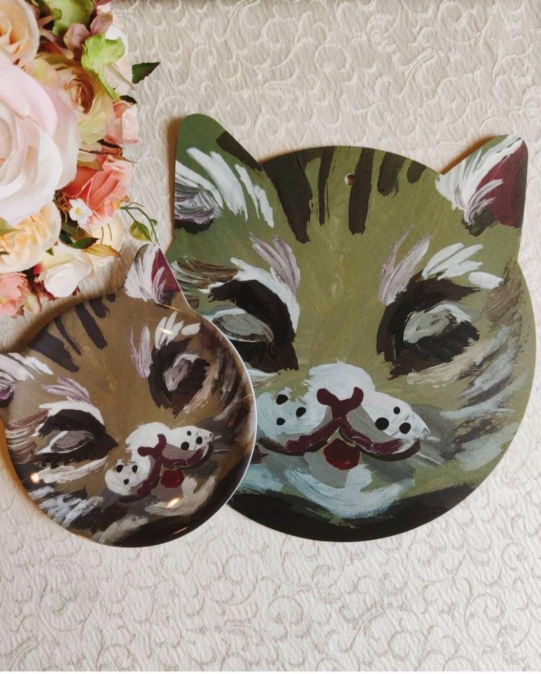 Duo Têtes de Chat Vert